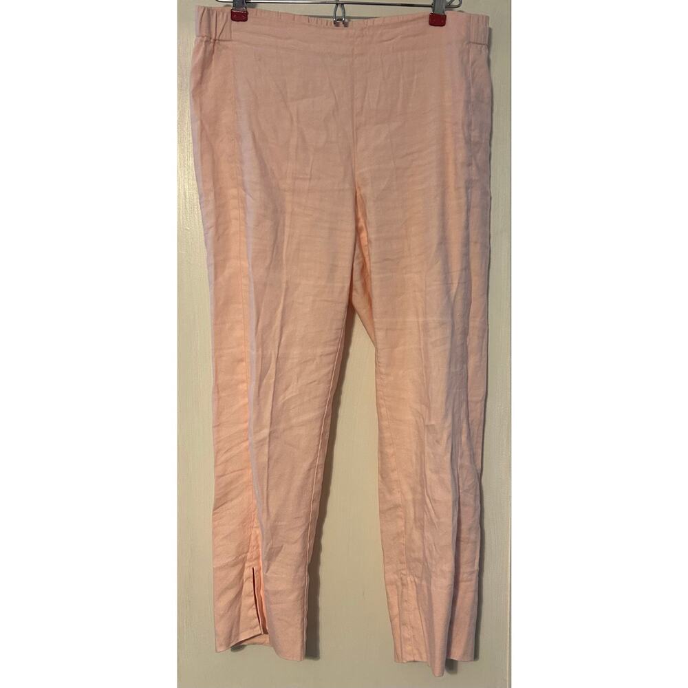 J. Jill Stretch Linen Pearl Pink Comfort Breathable Ankle Pants Small Classic